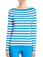 Michael Kors Striped Boatneck Cotton Sweater