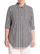 Lafayette 148 New York Plus Paget Gingham Blouse