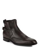 Salvatore Ferragamo Wingtip Brogue Leather Ankle Boots