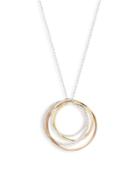 Effy 14k Tri-tone Gold Interlocking Ring Pendant Necklace