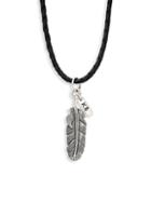King Baby Studio Leather & Sterling Silver Baby Feather Pendant Necklace