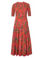 Rhode Zola Floral-print Cotton Midi Dress