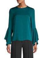 Milly Holly Silk-blend Bell-sleeve Blouse