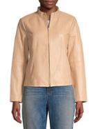 Eileen Fisher Cropped Leather Jacket