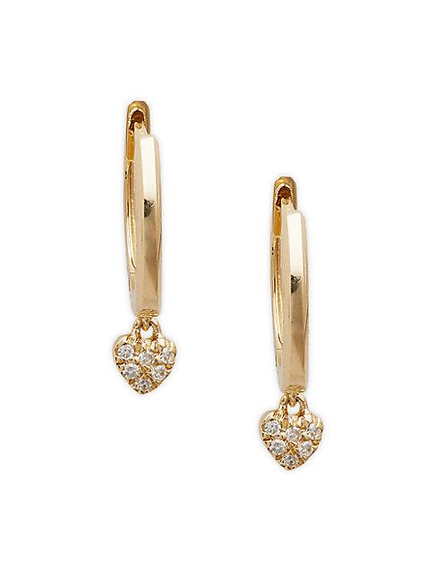 Saks Fifth Avenue 14k Yellow Gold & Diamond Heart-drop Huggie Earrings
