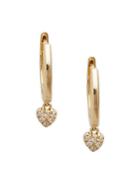 Saks Fifth Avenue 14k Yellow Gold & Diamond Heart-drop Huggie Earrings