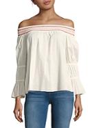 Loveshackfancy Daisy Off-the-shoulder Embroidered Top