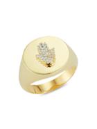 Chloe & Madison 14k Gold Vermeil & Cubic Zirconia Hamsa Pinky Ring