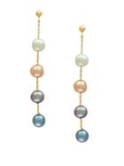 Effy 5.5mm-6mm Akoya Freshwater Pearls And 14k Yellow Gold Linear Drop Earrings