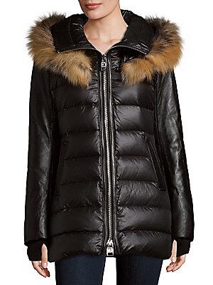 Nb Nicole Benisti Nakiska Leather And Fur-trimmed Zip-front Coat
