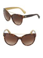 Dolce & Gabbana Tortoiseshell 57mm Round Sunglasses