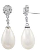 Majorica Teardrop Pearls & Cubic Zirconia Accented Earrings
