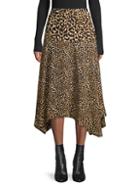 Calvin Klein Leopard-print Asymmetrical Midi Skirt