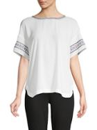 Nydj Embroidered Short-sleeve Top