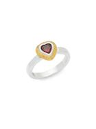 Gurhan Romance Garnet Goldtone Small Heart Ring