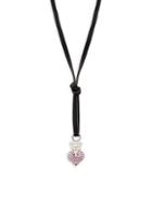 King Baby Studio Leather Thong & Cubic Zirconia Necklace