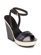 Tory Burch Open Toe Leather Wedge Sandals