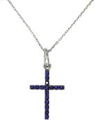 Effy Royale Bleu Sapphire Cross In 14k White Gold