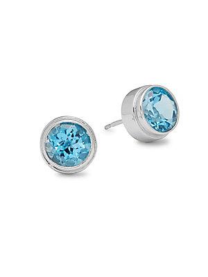 Saks Fifth Avenue Blue Topaz & Sterling Silver Round Stud Earrings
