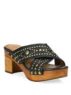 Frye Fiona Deco Leather Studded Slide Sandals