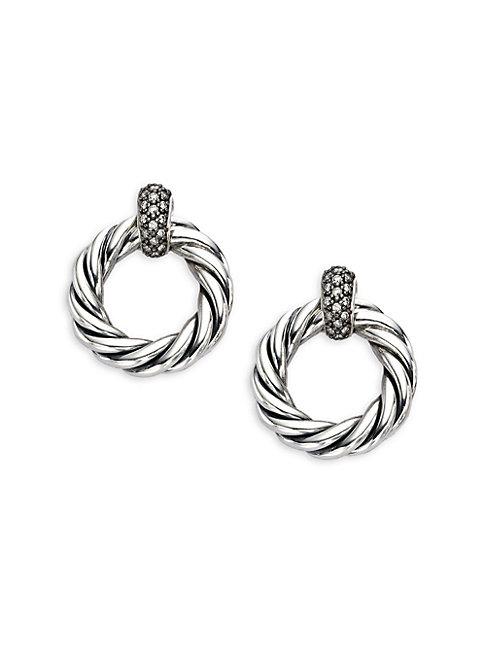 David Yurman Diamond & Sterling Silver Cable Earrings