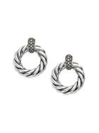 David Yurman Diamond & Sterling Silver Cable Earrings