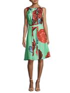 Carolina Herrera Floral Print Silk Sleeveless Dress
