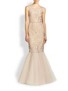 Marchesa Re-embroidered Lace & Tulle Mermaid Gown