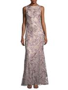 Badgley Mischka Tulle Embroidered Floor-length Gown