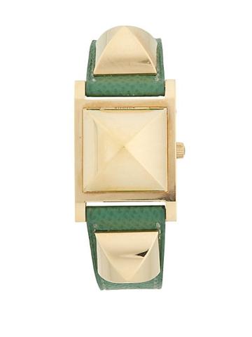 Herm S Vintage Pyramid Cover Leather Strap Watch