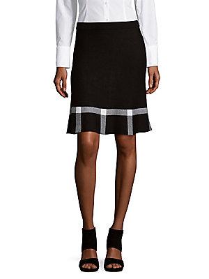 Saks Fifth Avenue Black Jacquard Flare Skirt