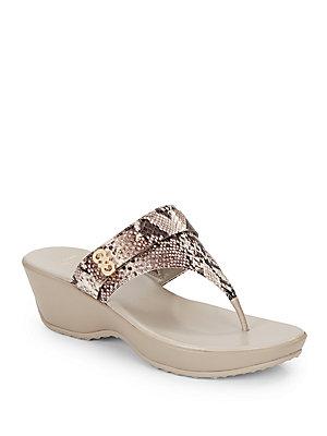 Cole Haan Margate Snake-print Wedge Thong Sandals