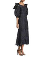 Rebecca Taylor Floral Silk Organza Midi Dress