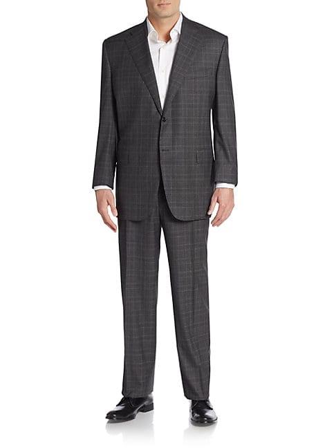 Canali Regular-fit Windowpane Shadow Wool Suit