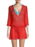 Milly Cabana Embroidered Silk Coverup