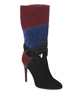 Burberry Pimlico Patchwork Suede Buckle Boots