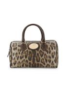 Roberto Cavalli Leopard-print Leather Top Handle Bag