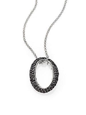 John Hardy Kali Black White Sapphire & Sterling Silver Small Drop Pendant Necklace