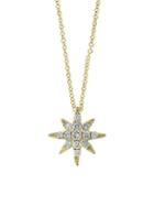 Effy Starburst 14k Yellow Gold & Diamond Pendant Necklace