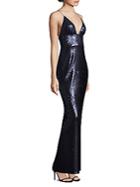 Abs Sequin Deep V-neck Gown