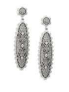 Freida Rothman Sterling Silver & Crystal Signet Long Drop Earrings