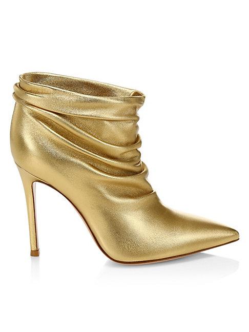 Gianvito Rossi Cyril Ruched Metallic Leather Ankle Boots