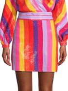 Olivia Rubin Libby Rainbow Stripe Sequin Mini Skirt