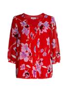 Calvin Klein Pintucked Floral Blouse