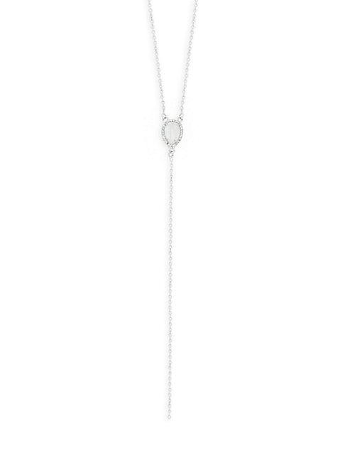 Adornia Fine Jewelry Sterling Silver Moonstone & Diamond Lariat Drop Necklace