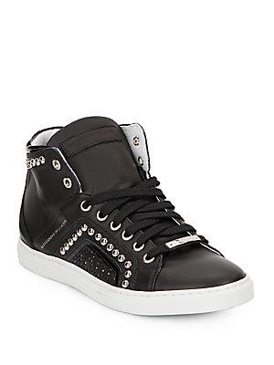 Alessandro Dell'acqua Studded High-top Leather Sneakers