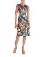 Eci Floral-print Fit-&-flare Midi Dress