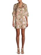 Alice + Olivia By Stacey Bendet Floral Tiered-sleeve Mini Dress