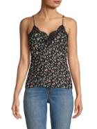 Rebecca Taylor Floral Lace-trimmed Silk Camisole