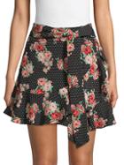 Lea & Viola Floral Ruffle Mini Skirt